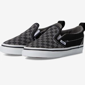 Vans Black and Gray Checkerboard Sneakers, Toddler 9